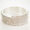 Pulsera espiral de cinco vueltas con strass blancos, circunferencia de 18-22 cm