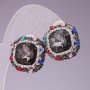 Pendientes de 2,3 cm arcoíris cuadrado cristal gris