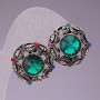 Pendientes de aro de 2,5 cm con estrella y cristales verdes