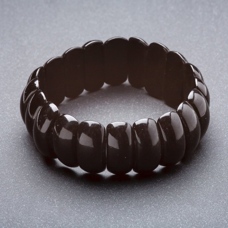 Pulsera elástica negra de ágata 'cadena' 22×8 mm