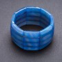 Pulsera Elite Ágata azul con banda elástica, eslabón rectangular 4x2 mm, 8 cm