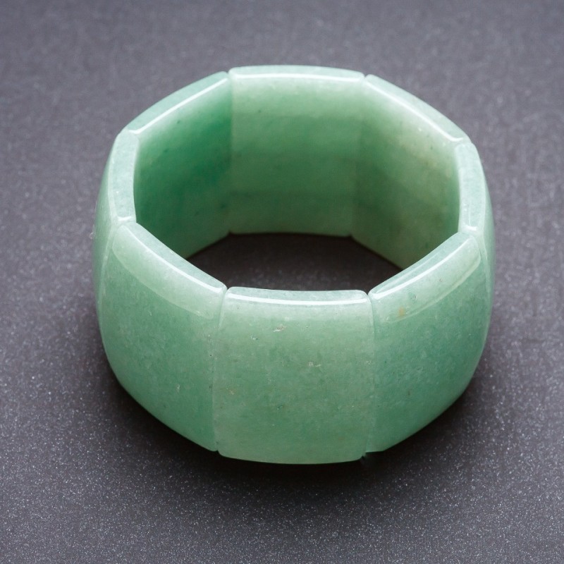 Pulsera Elite Nefrita con goma elástica, eslabón rectangular 4x2, 8 cm