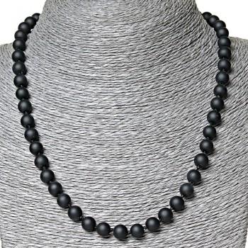 Collar de shungita artificial, diámetro 8 mm, longitud 50 cm
