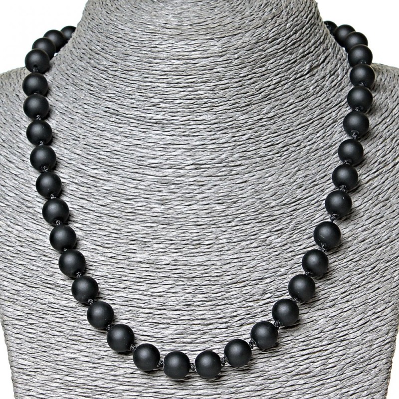 Collar de shungita artificial, diámetro 10 mm, longitud 50 cm