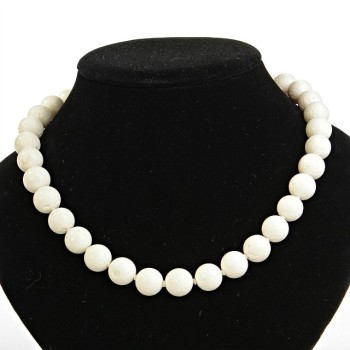 Collar de coral blanco esponjoso, cuentas de 12 mm, longitud 47,5 cm