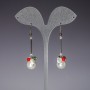 Pendientes largos de perlas con cristal checo multicolor, longitud 6 cm