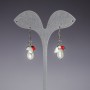 Pendientes largos de perlas y cristal checo, longitud 4,5 cm