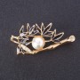 Broche «Bambú floreciente» flora 5×2,5 cm color del metal oro