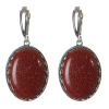 Pendientes en oferta de aventurina «arena dorada» con montura de garra, piedra ovalada de 2,8×2,1 cm, longitud 4,5 cm