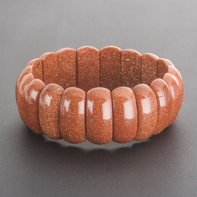 Pulsera de aventurina «Arena dorada» con elástico, eslabón rectangular 25×12 cm (±)