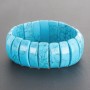 Pulsera de turquesa (elástica) con brillo, eslabón rectangular convexo 0,8 × 2,3 cm