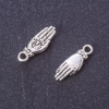 Accesorios - Colgante Palma con rosa, color plata, 18×6 mm, empaque 20 g ± 24 piezas