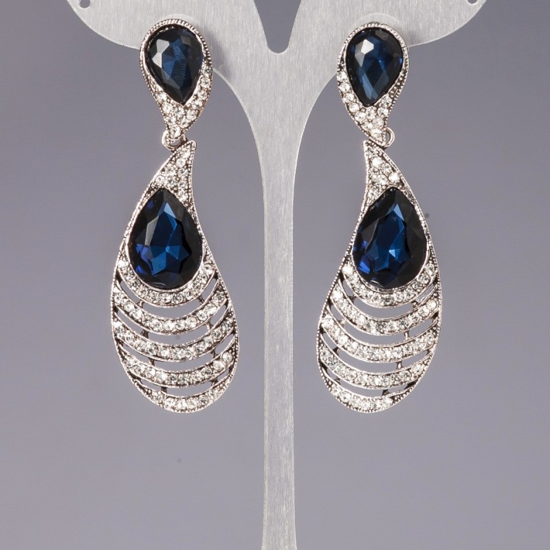 Aretes con cristales «Araña» «Tipo araña» «Pluma»