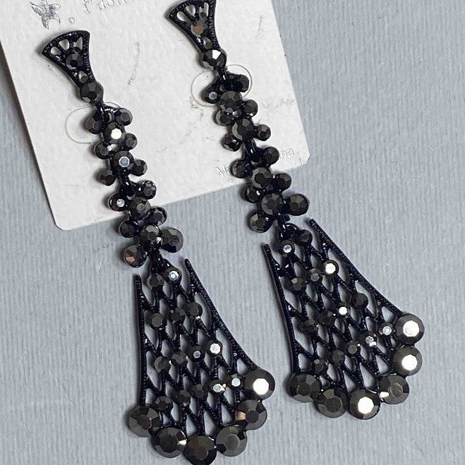 Pendientes largos de gala, 8 cm de longitud