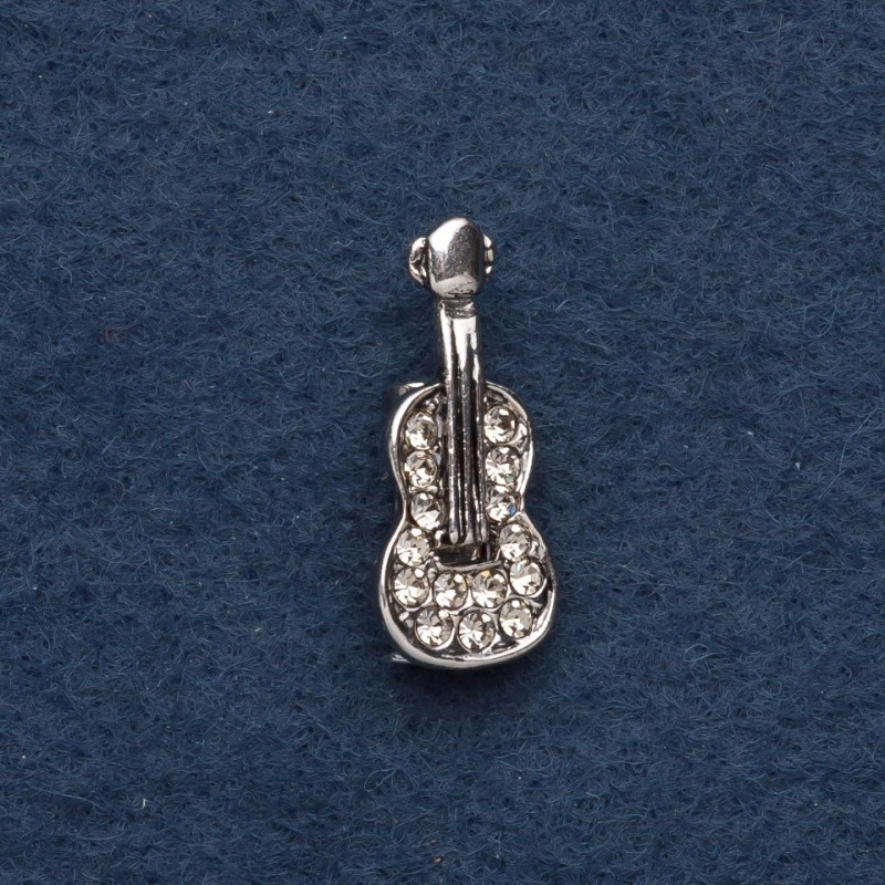Broche en forma de violín 2,5×1 cm de metal gris