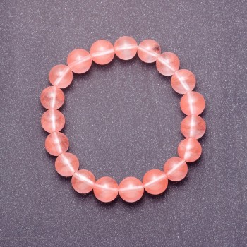 Pulsera de piedra natural calcedonia, bola lisa, diámetro 10 mm (±), en goma elástica, circunferencia 18 cm