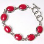 Pulsera con piedra ovalada de coral, cierre tipo toggle