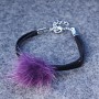Pulsera de cuero sintético morada con pelaje natural