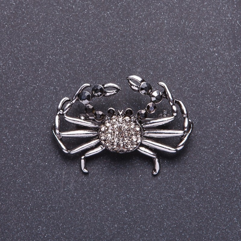 Broche cangrejo diamante color plateado 4x2,7 cm