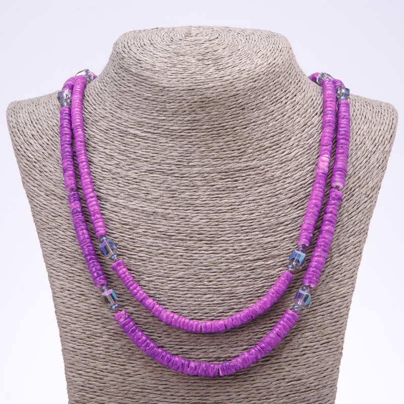 Collar violeta de concha Skafarki, longitud 120 cm