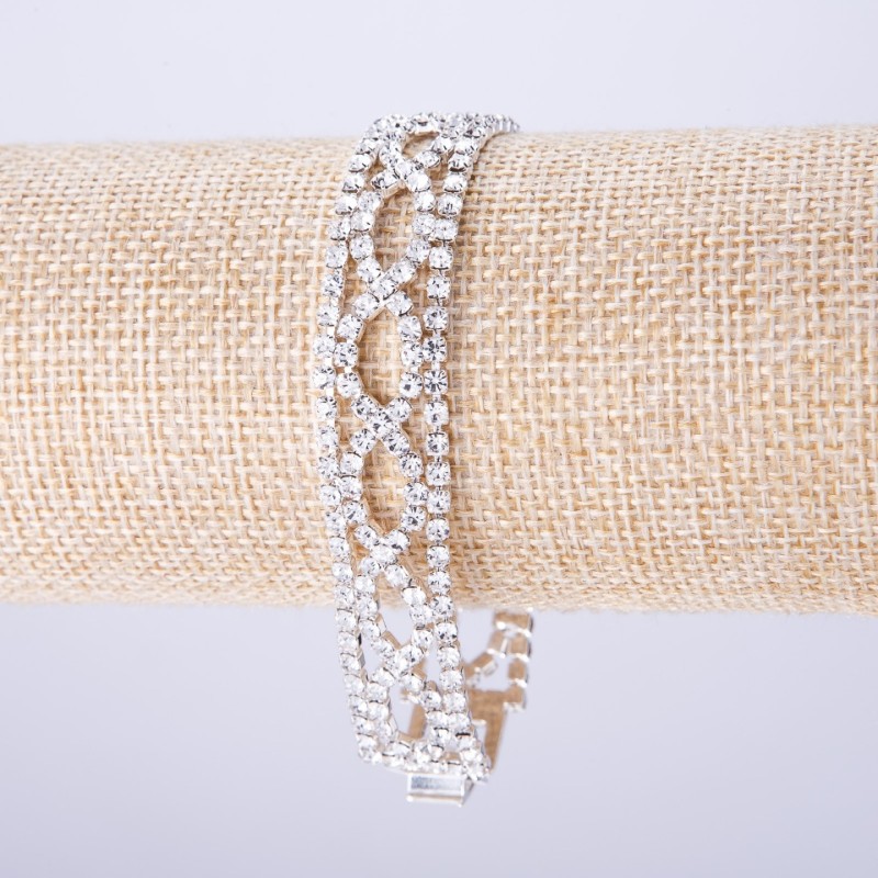 Pulsera de strass «Espiga», longitud 20 cm, ancho 14 mm