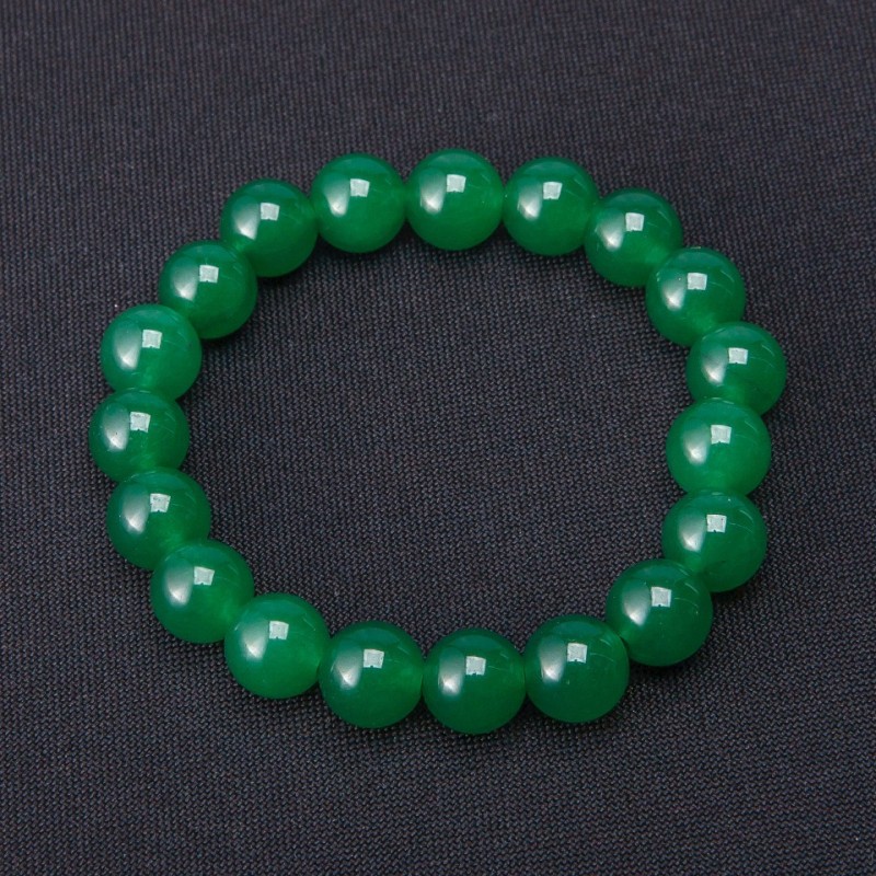 Pulsera de crisoprasa, cuentas lisas de 10 mm, en elástico
