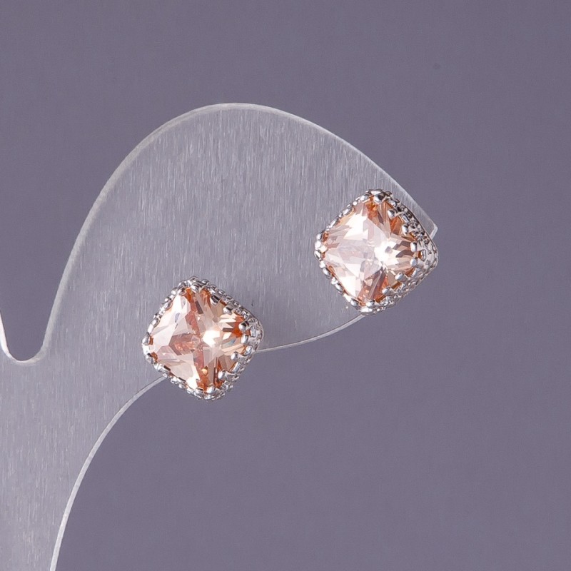 Pendientes con cristales amarillos en forma de rombo, diámetro 10 mm