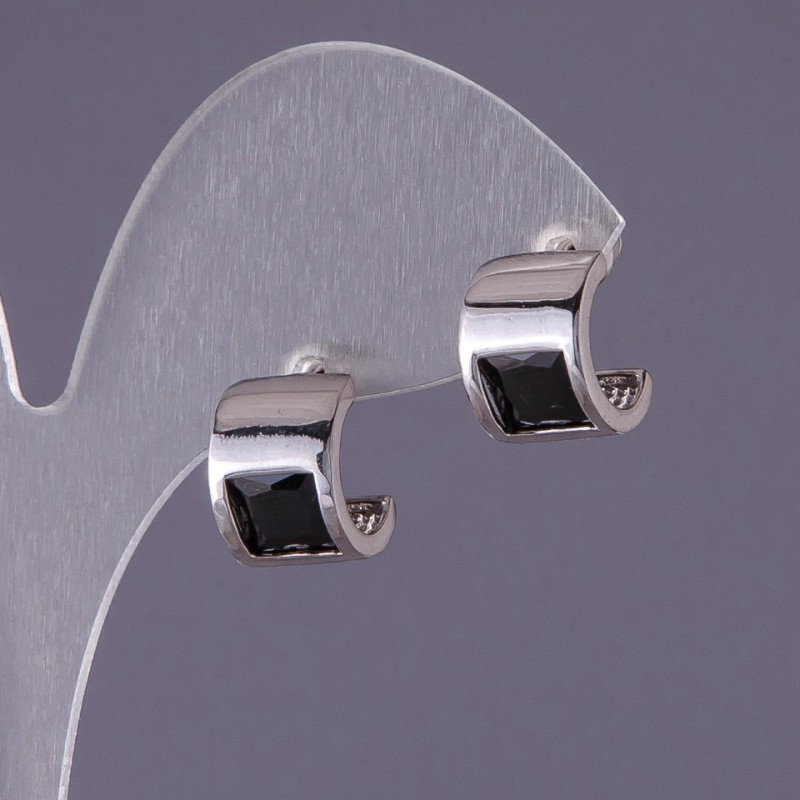 Pendientes con cristales negros 13x9 mm