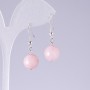Pendientes de cuarzo rosa, bolita de 12 mm