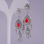 Pendientes con cristales rojos «Belleza Oriental», longitud 6,5 cm