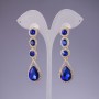 Pendientes con cristales azules, longitud de 6 cm
