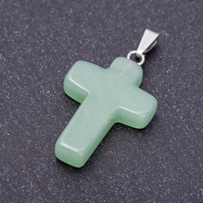 Colgante Cruz de nefrita 18×27 mm