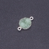 Conector verde claro «Druza» acrílico «plateado», diámetro 14 mm, L 3 mm