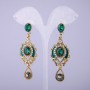 Pendientes de estilo oriental con cristales verdes, 65 mm de largo