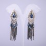 Pendientes de estilo oriental con cristales azules, longitud 70 mm
