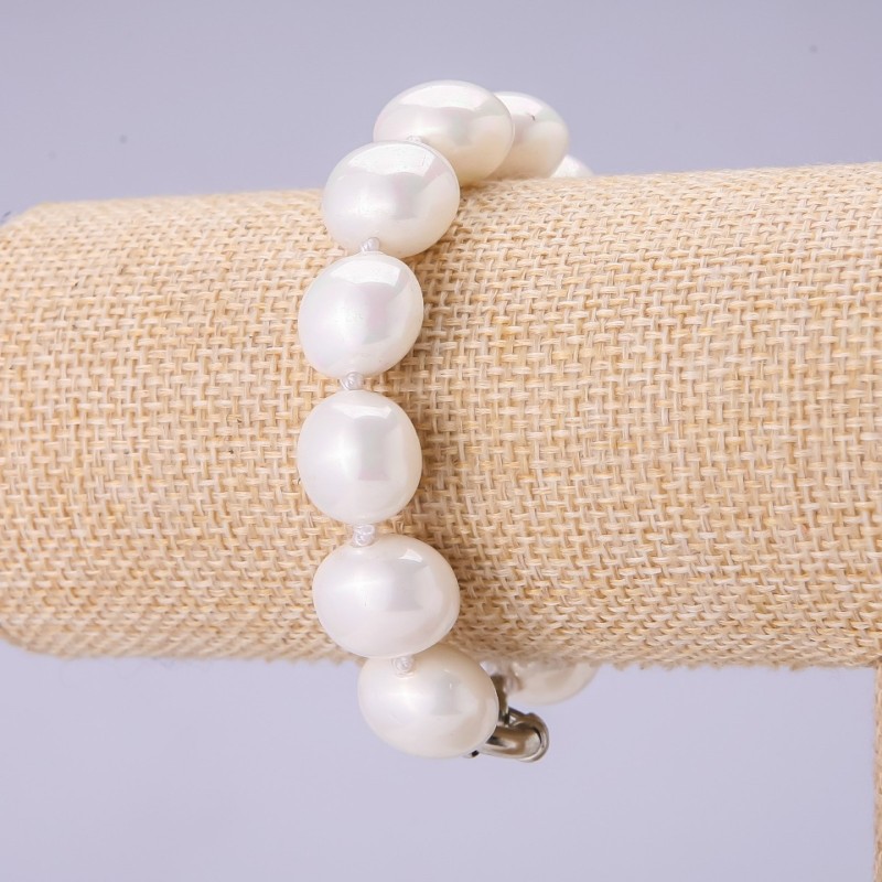 Pulsera de perlas de Mallorca, diámetro 15×12 mm, longitud 19 cm