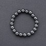 Pulsera de hematita, cuentas lisas, con elástico, diámetro 8 mm
