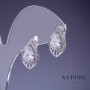 Pendientes Xuping con cristales blancos de 18x10 mm, rodio