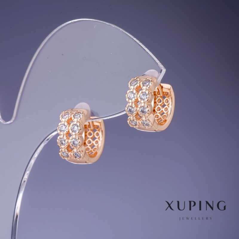 Pendientes Xuping 6×12 mm, baño de oro 18K
