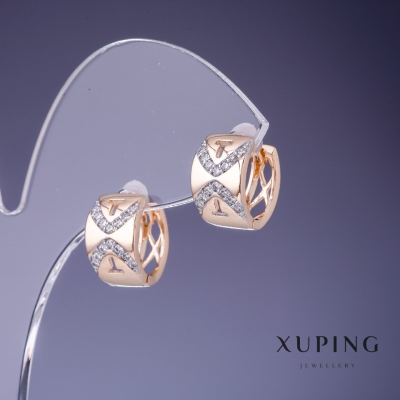 Pendientes Xuping 8x13 mm, baño de oro 18K