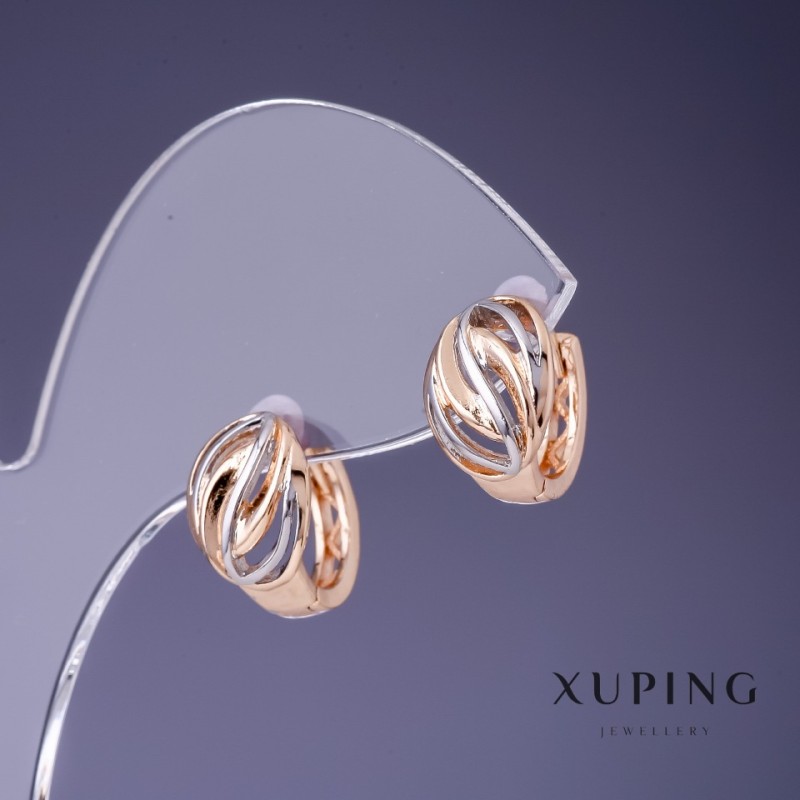 Pendientes Xuping 12x9 mm, baño de oro 18K y rodio