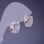 Pendientes Xuping con circón rosa 14×6 mm, baño de rodio