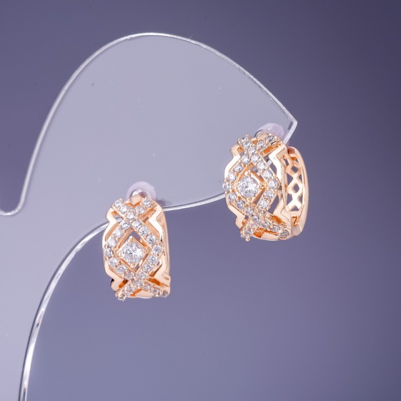 Pendientes Xuping 8×14 mm, baño de oro 18K