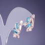Pendientes con cristales azules de 19×12 mm, metal dorado