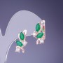 Pendientes con cristales verdes de 19×12 mm, metal dorado