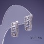 Pendientes Xuping 16x18 mm, rodio con cristales blancos