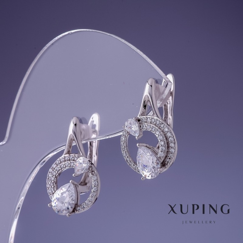 Pendientes Xuping rodio 20x12 mm