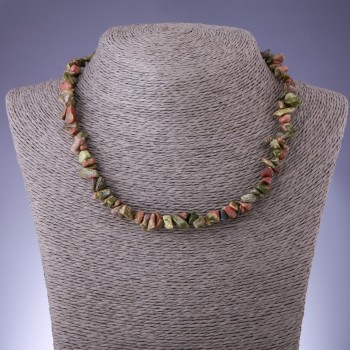 Collar de heliotropo natural, cuentas fragmentadas de 8 mm de diámetro, longitud 45-50 cm con cadena de extensión