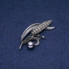 ¡Liquidación! Broche-colgante Espiga con perlas negras de Mallorca 68x30 mm