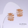 Pendientes Xuping – ramitas con circonita blanca, longitud 15 mm, grosor 9 mm, baño de oro 18K